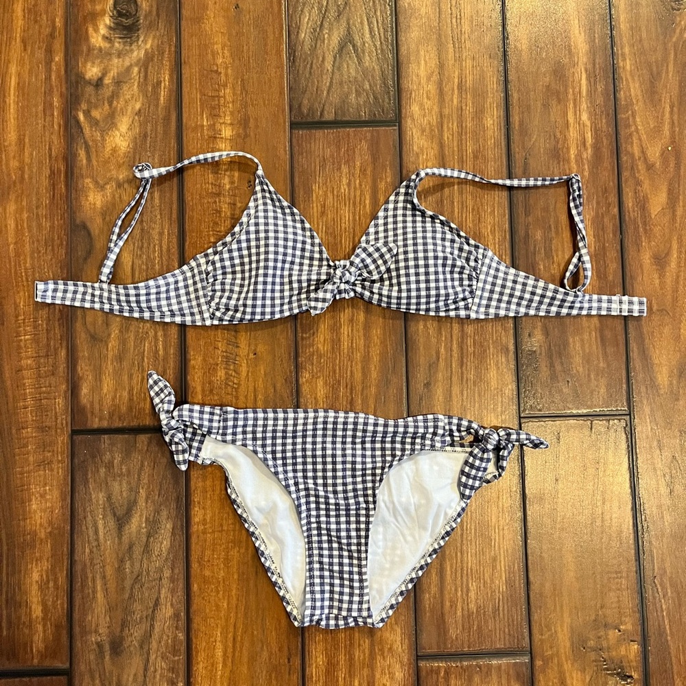 Checkered print swimsuit set
